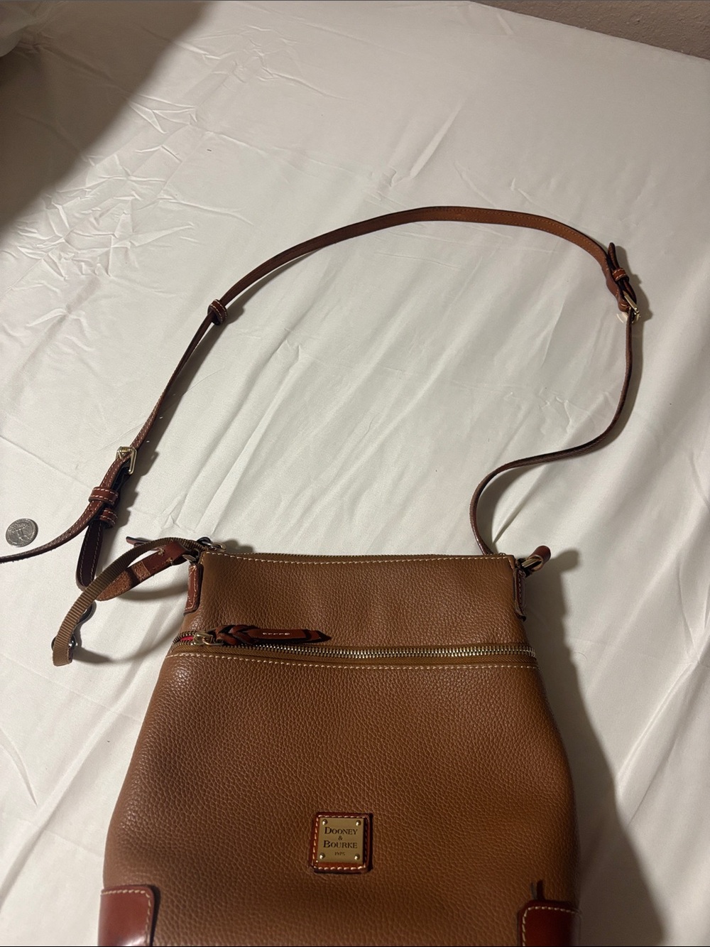 Dooney & Bourke Saddle Brown Pebbled Leather Crossbody